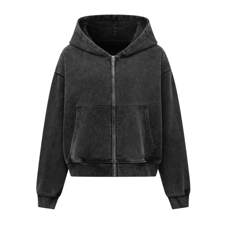 عمده فروشی OEM Acid Medium Wash Hoodie Hoodie Kornit DTG با زیپ سنگین وزن بزرگ